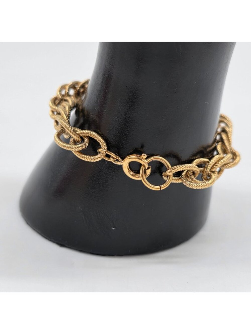 Gold Plated Charm Bracelet Twisted Rope Chain Multi Link With Spring Ring Clasp - Picture 3 of 6